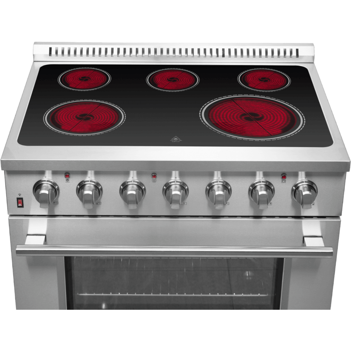 Forno Galiano FFSEL608336 Freestanding Electric Range with Steam Clean, Ceramic Glass, Convection Oven, and Insulated Oven Door: 36" Width, 5 Elements, 5.36 cu. ft. Oven Capacity