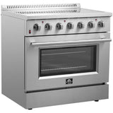 Forno Galiano FFSEL608336 Freestanding Electric Range with Steam Clean, Ceramic Glass, Convection Oven, and Insulated Oven Door: 36" Width, 5 Elements, 5.36 cu. ft. Oven Capacity