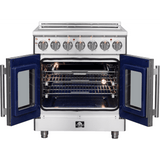 Forno Massimo FFSEL695530 Freestanding French Door Electric Range with 5 Elements, Steam Clean, Ceramic Glass, and Speckled Blue Enamel Oven Interior: 30" Width, 4.32 cu. ft. Oven Capacity
