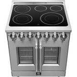Forno Massimo FFSEL695530 Freestanding French Door Electric Range with 5 Elements, Steam Clean, Ceramic Glass, and Speckled Blue Enamel Oven Interior: 30" Width, 4.32 cu. ft. Oven Capacity
