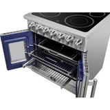 Forno Massimo FFSEL695530 Freestanding French Door Electric Range with 5 Elements, Steam Clean, Ceramic Glass, and Speckled Blue Enamel Oven Interior: 30" Width, 4.32 cu. ft. Oven Capacity