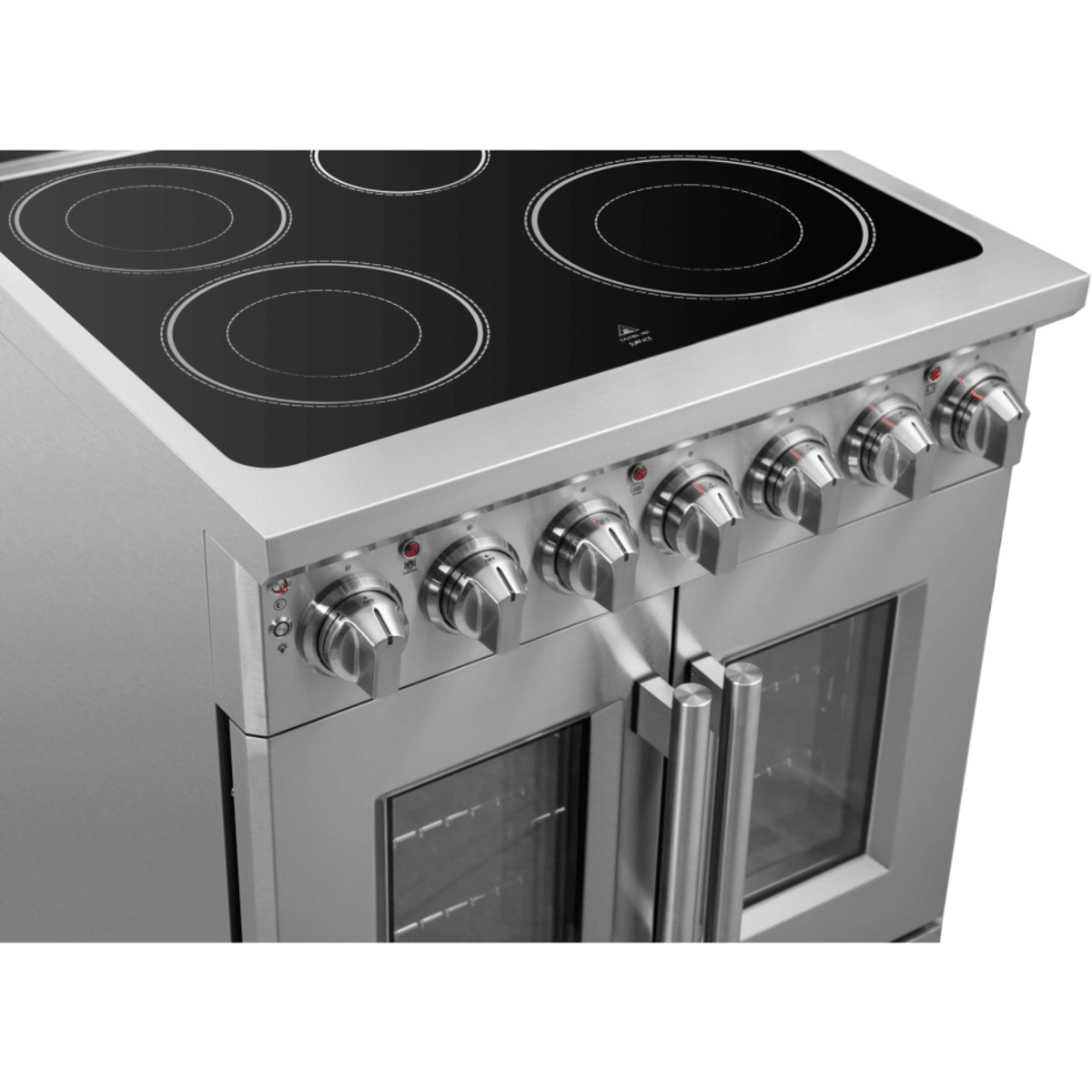 Forno Massimo FFSEL695530 Freestanding French Door Electric Range with 5 Elements, Steam Clean, Ceramic Glass, and Speckled Blue Enamel Oven Interior: 30" Width, 4.32 cu. ft. Oven Capacity