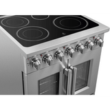 Forno Massimo FFSEL695530 Freestanding French Door Electric Range with 5 Elements, Steam Clean, Ceramic Glass, and Speckled Blue Enamel Oven Interior: 30" Width, 4.32 cu. ft. Oven Capacity