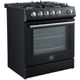 FFSGS111630BLK Forno Espresso 30" Slide-In Gas Range with 4 Elements and ConvectionOven - Black
