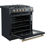 FFSGS111630BLK Forno Espresso 30" Slide-In Gas Range with 4 Elements and ConvectionOven - Black