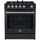 FFSGS111630BLK Forno Espresso 30" Slide-In Gas Range with 4 Elements and ConvectionOven - Black