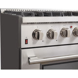 Forno Galiano FFSGS615636 36 Inch Freestanding Dual Fuel Range with 6 Sealed Burners, 5.36 cu. ft. True Convection Oven, Continuous Cast Iron Grates, and Deep Recessed Black Enamel Cooktop: Stainless Steel