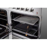 Forno Galiano FFSGS615660 60 Inch Freestanding Dual Fuel Range with 10 Sealed Burners, 8.64 cu. ft. Total Capacity, Convection Oven, Air Fry, and 2 Reversible Griddles