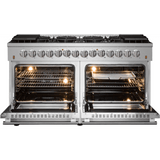 Forno Galiano FFSGS615660 60 Inch Freestanding Dual Fuel Range with 10 Sealed Burners, 8.64 cu. ft. Total Capacity, Convection Oven, Air Fry, and 2 Reversible Griddles