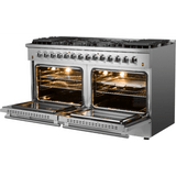Forno Galiano FFSGS615660 60 Inch Freestanding Dual Fuel Range with 10 Sealed Burners, 8.64 cu. ft. Total Capacity, Convection Oven, Air Fry, and 2 Reversible Griddles