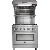 Forno Alta Qualita Savona FRHWM502936 Wall Mount Range Hood with 4-Speed, Touch Control, LED Strip Lights, Dishwasher-Safe Hybrid Filter, 2 Utensil Hangers and Backsplash: 36 Inch - 1200 CFM