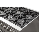 Forno Pro-Style FFSGS623948 48 Inch Freestanding Gas Range with 8 Sealed Burners, Double Oven, 6.58 cu. ft. Total Oven Capacity, Continuous Grates, True European Convection, Illuminated Zinc Cast Knobs, Magic Eyes, Grill, Griddle, and ETL Listed