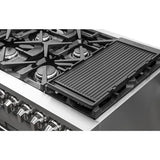 Forno Pro-Style FFSGS623948 48 Inch Freestanding Gas Range with 8 Sealed Burners, Double Oven, 6.58 cu. ft. Total Oven Capacity, Continuous Grates, True European Convection, Illuminated Zinc Cast Knobs, Magic Eyes, Grill, Griddle, and ETL Listed