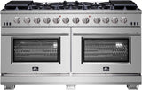 Forno Capriasca FFSGS626060 Freestanding Gas Range with 10 Sealed Burners, 8.64 cu. ft. Total Capacity, Continuous Cast Iron Grates, Insulated Oven Door, Halogen Lighting, Convection Oven and LP Conversion Kit Included