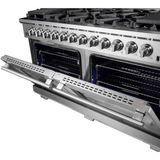 Forno Capriasca FFSGS626060 Freestanding Gas Range with 10 Sealed Burners, 8.64 cu. ft. Total Capacity, Continuous Cast Iron Grates, Insulated Oven Door, Halogen Lighting, Convection Oven and LP Conversion Kit Included