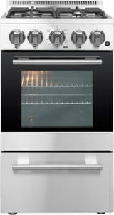 Forno Lamazze FFSGS626520 20 Inch Freestanding Gas Range with 4 Sealed Burners, 2.05 cu. ft. Oven Capacity, Storage Drawer, Steam Clean, and 2 Electro-Plated Oven Racks