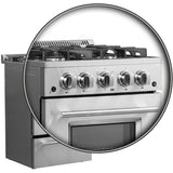 Forno Alta Qualita Breno FFSGS627224 24 Inch Freestanding Pro-Style Gas Range with 4 Sealed Burners, 2.3 cu. ft. Oven Capacity, Storage Drawer, Steam Clean, and 2 Electro-Plated Oven Racks