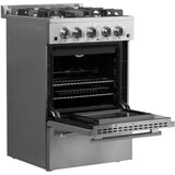 Forno Alta Qualita Breno FFSGS627224 24 Inch Freestanding Pro-Style Gas Range with 4 Sealed Burners, 2.3 cu. ft. Oven Capacity, Storage Drawer, Steam Clean, and 2 Electro-Plated Oven Racks