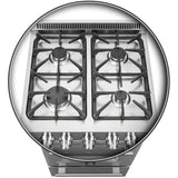 Forno Alta Qualita Breno FFSGS627224 24 Inch Freestanding Pro-Style Gas Range with 4 Sealed Burners, 2.3 cu. ft. Oven Capacity, Storage Drawer, Steam Clean, and 2 Electro-Plated Oven Racks