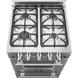 Forno Alta Qualita Breno FFSGS627224 24 Inch Freestanding Pro-Style Gas Range with 4 Sealed Burners, 2.3 cu. ft. Oven Capacity, Storage Drawer, Steam Clean, and 2 Electro-Plated Oven Racks