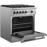 Forno Alta Qualita Giovanni FFSGS627430 30 Inch Freestanding Gas Range with 5 Sealed Burners, 4.32 cu. ft. Convection Oven, Continuous Grates, 1 Sealed Dual-Ring Burner, Insulated Oven Door, Wok Ring, and Reversible Griddle: Stainless Steel