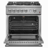Forno Alta Qualita Giovanni FFSGS627430 30 Inch Freestanding Gas Range with 5 Sealed Burners, 4.32 cu. ft. Convection Oven, Continuous Grates, 1 Sealed Dual-Ring Burner, Insulated Oven Door, Wok Ring, and Reversible Griddle: Stainless Steel