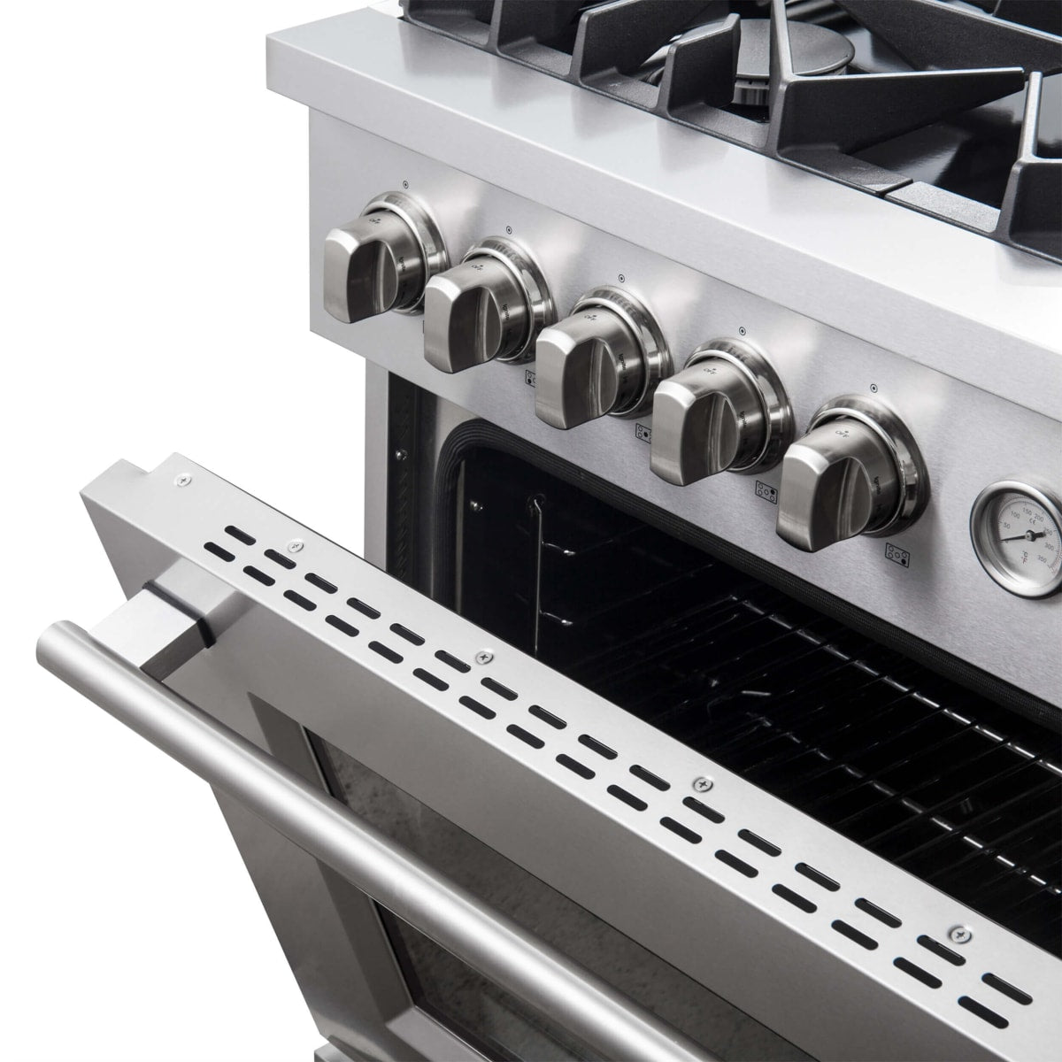 Forno Alta Qualita Giovanni FFSGS627430 30 Inch Freestanding Gas Range with 5 Sealed Burners, 4.32 cu. ft. Convection Oven, Continuous Grates, 1 Sealed Dual-Ring Burner, Insulated Oven Door, Wok Ring, and Reversible Griddle: Stainless Steel