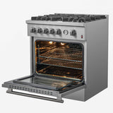 Forno Alta Qualita Giovanni FFSGS627430 30 Inch Freestanding Gas Range with 5 Sealed Burners, 4.32 cu. ft. Convection Oven, Continuous Grates, 1 Sealed Dual-Ring Burner, Insulated Oven Door, Wok Ring, and Reversible Griddle: Stainless Steel