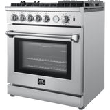Forno Alta Qualita Lazio FFSGS627630 30 Inch Freestanding Gas Range with 5 Sealed Burners, 4.24 cu. ft. Oven Capacity, Convection Oven, Air Fry, Steam Clean Oven, and Reversible Griddle