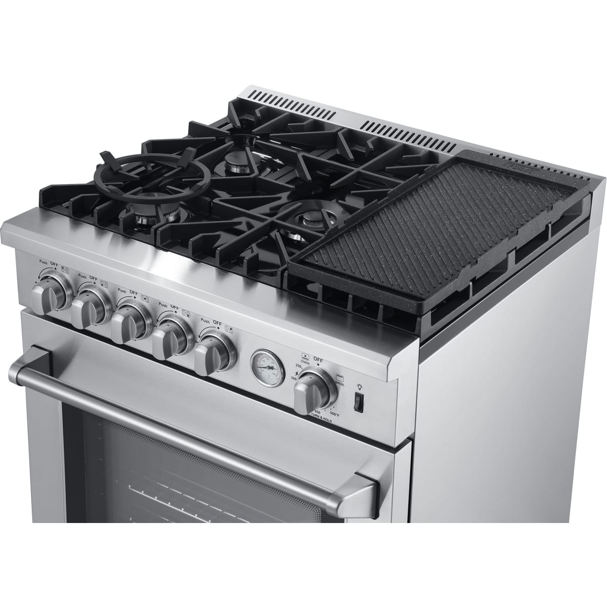 Forno Alta Qualita Lazio FFSGS627630 30 Inch Freestanding Gas Range with 5 Sealed Burners, 4.24 cu. ft. Oven Capacity, Convection Oven, Air Fry, Steam Clean Oven, and Reversible Griddle