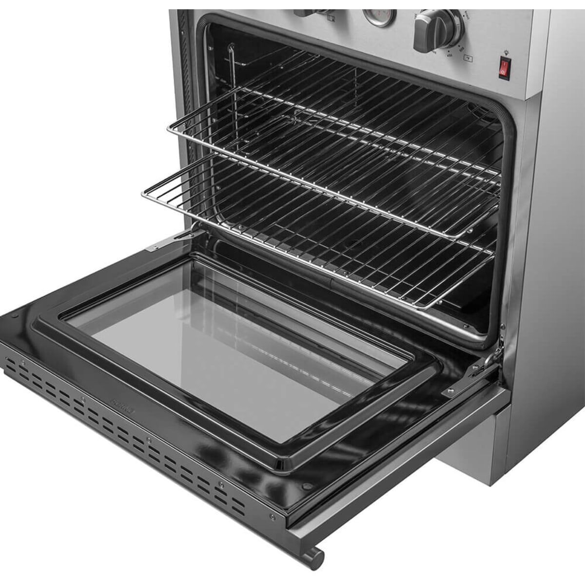 Forno Alta Qualita Marco FFSGS627730 30 Inch Freestanding Gas Range with 4 Sealed Burners, 4.32 cu. ft. Oven Capacity, Continuous Cast Iron Grates, Built-In Temperature Gauge, Black Enamel Cooktop, and LP Kit Included: Stainless Steel