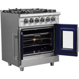 Forno Massimo FFSGS632530 30 Inch Freestanding French Door Dual Fuel Range with 5 Sealed Burners, 4.32 cu. ft. Oven Capacity, Continuous Grates, Steam Clean, and Convection Oven