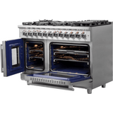 Forno Massimo FFSGS632548 48 Inch Freestanding Dual Fuel Range with 8 Sealed Burners, Double Oven, 6.58 cu. ft. Total Capacity, Continuous Grates, and Reversible Grill/Griddle