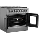 Forno Galiano FFSGS635636 Freestanding French Door Dual Fuel Range with Convection Oven, Continuous Grates, and Insulated Oven Door: 36" Width, 6 Sealed Burners, 5.36 cu. ft. Capacity