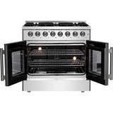 Forno Galiano FFSGS635636 Freestanding French Door Dual Fuel Range with Convection Oven, Continuous Grates, and Insulated Oven Door: 36" Width, 6 Sealed Burners, 5.36 cu. ft. Capacity