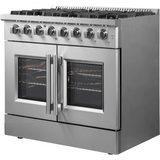 Forno Galiano FFSGS635636 Freestanding French Door Dual Fuel Range with Convection Oven, Continuous Grates, and Insulated Oven Door: 36" Width, 6 Sealed Burners, 5.36 cu. ft. Capacity