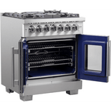 Forno Capriasca FFSGS638730 Freestanding French Door Dual Fuel Range with Air Fry, Steam Clean Oven, Convection Oven, and Grill/Griddle: 30" Width, 5 Sealed Burners, 4.32 cu. ft. Capacity