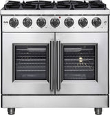 Forno Massimo FFSGS643936 Freestanding French Door Gas Range with Air Fry, Steam Clean Oven, and Illuminated Metal Knobs: 36" Width, 6 Sealed Burners, 5.36 cu. ft. Capacity