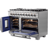 Forno Capriasca FFSGS646048 Freestanding Gas Range with Air Fry, Steam Clean Oven, and Illuminated Metal Knobs: 48" Width, 8 Sealed Burners, 6.58 cu. ft. Total Capacity