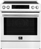Forno Espresso FFSIN090530WHT DONATELLO 30 Inch Slide-In Induction Range with 4 Elements, 5 cu. ft. Oven Capacity, Self-Clean Oven, Air Fry, Capacitance Touch Control, Ceramic Glass Top, True Convection Oven, and Sabbath Mode: White