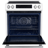 Forno Espresso FFSIN090530WHT DONATELLO 30 Inch Slide-In Induction Range with 4 Elements, 5 cu. ft. Oven Capacity, Self-Clean Oven, Air Fry, Capacitance Touch Control, Ceramic Glass Top, True Convection Oven, and Sabbath Mode: White
