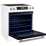 Forno Espresso FFSIN090530WHT DONATELLO 30 Inch Slide-In Induction Range with 4 Elements, 5 cu. ft. Oven Capacity, Self-Clean Oven, Air Fry, Capacitance Touch Control, Ceramic Glass Top, True Convection Oven, and Sabbath Mode: White