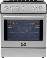 Forno Leonardo Espresso FFSIN098230 30 Inch Slide-In Induction Range with 4 Elements, 5 cu. ft. Oven Capacity, Ceramic Glass, 2 Oven Racks, Convection Oven, and Friction-Resistant Hinges: Stainless Steel