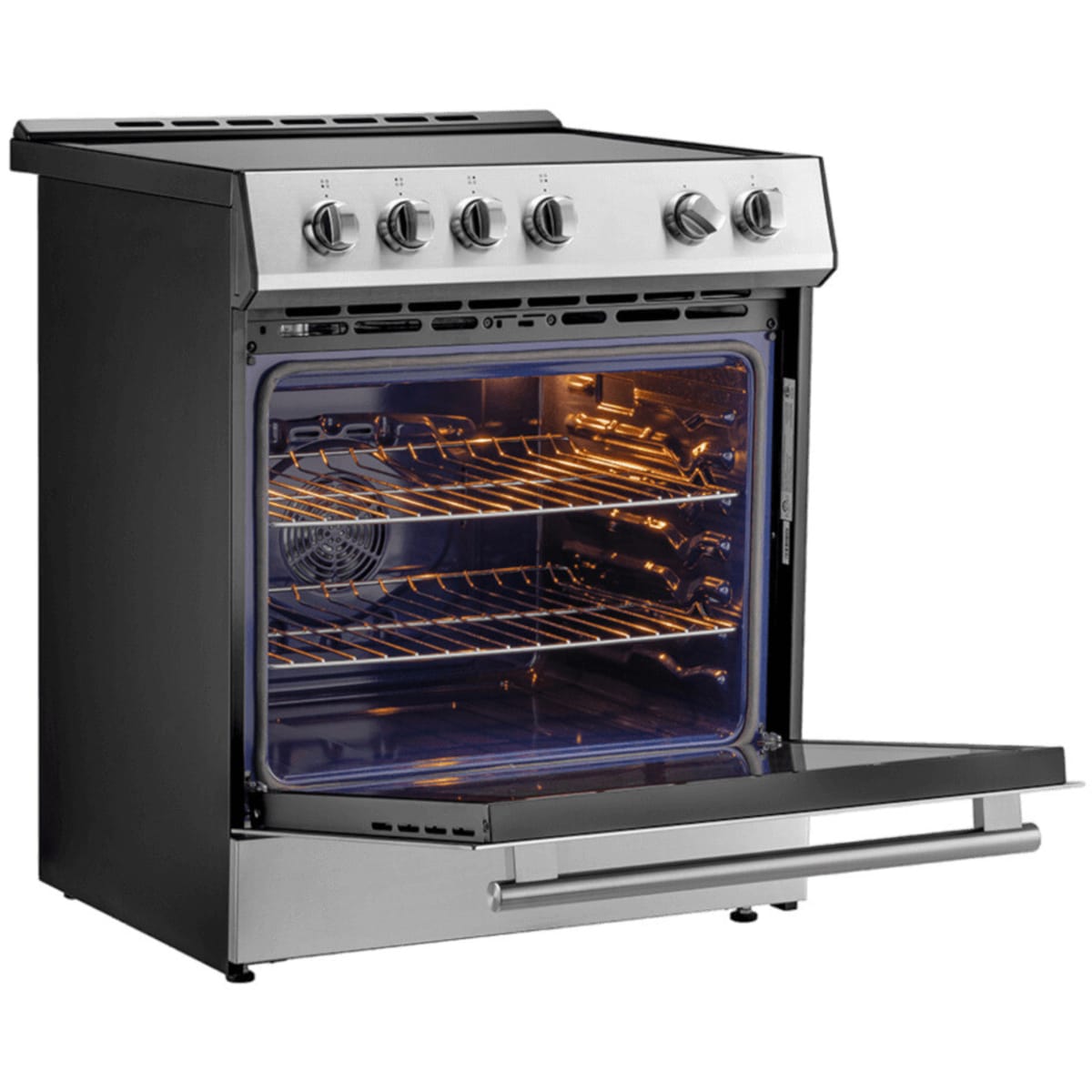 Forno Leonardo Espresso FFSIN098230 30 Inch Slide-In Induction Range with 4 Elements, 5 cu. ft. Oven Capacity, Ceramic Glass, 2 Oven Racks, Convection Oven, and Friction-Resistant Hinges: Stainless Steel