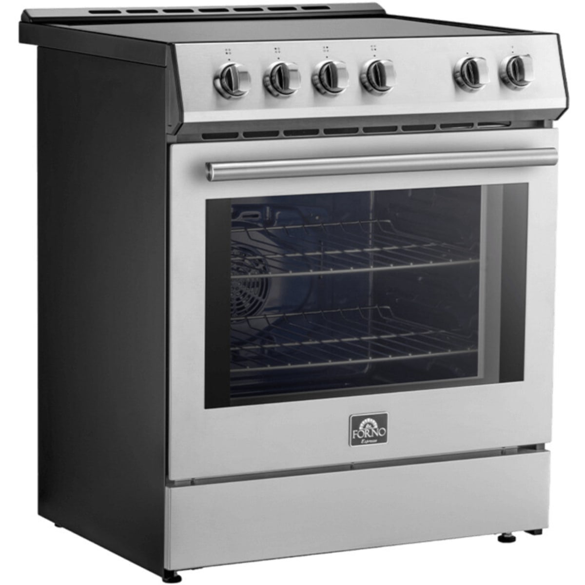 Forno Leonardo Espresso FFSIN098230 30 Inch Slide-In Induction Range with 4 Elements, 5 cu. ft. Oven Capacity, Ceramic Glass, 2 Oven Racks, Convection Oven, and Friction-Resistant Hinges: Stainless Steel