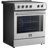Forno Leonardo Espresso FFSIN098230 30 Inch Slide-In Induction Range with 4 Elements, 5 cu. ft. Oven Capacity, Ceramic Glass, 2 Oven Racks, Convection Oven, and Friction-Resistant Hinges: Stainless Steel