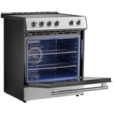 Forno Leonardo Espresso FFSIN098230 30 Inch Slide-In Induction Range with 4 Elements, 5 cu. ft. Oven Capacity, Ceramic Glass, 2 Oven Racks, Convection Oven, and Friction-Resistant Hinges: Stainless Steel
