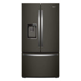 Whirlpool WRFC9636RV black stainless counter-depth French door refrigerator front view