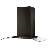 Whirlpool WVW51UC0HV black stainless glass wall range hood installed