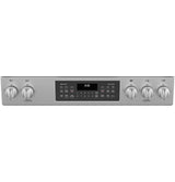 GE JGSS86SPSS - 30 in. 6.7 cu. ft. Air Fry True European Convection Double Oven Slide-In Gas Range with 5 Sealed Burners & Griddle - Stainless Steel